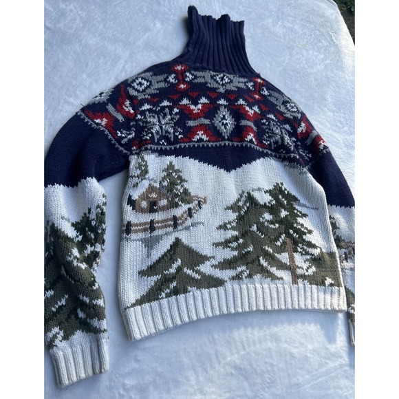 B. Moss Vintage Sweater Knit Long Sleeve Turtleneck Trees‎ Multicolor Medium - Picture 10 of 11